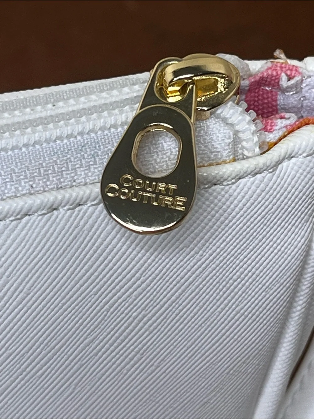 Court Couture Minimalist White Wristlet Clutch with Gold Zip Accent